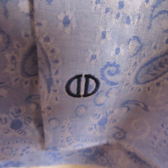 David Donahue Men's Trim Fit Paisley Floral Dress Shirt 17  32/33 Blue - Picture 7 of 9